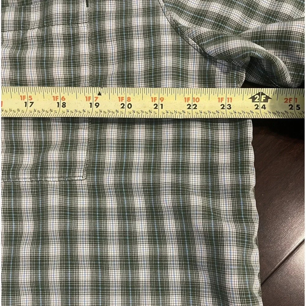 The North Face Button Up Shirt Mens Lg Green Plaid Short Sleeve Hiking Gorpcore
